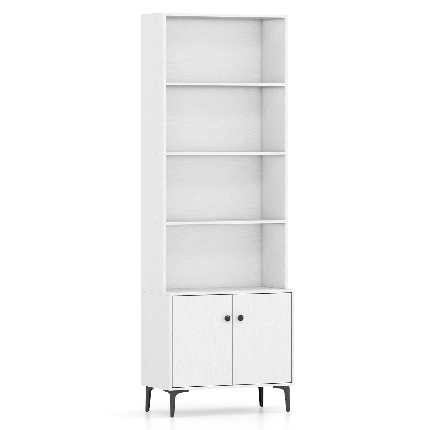 Giantex Bookshelf with Doors and 2 Anti-Tipping Kits for Home Office-White