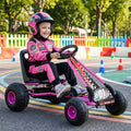 Go Kart for Kids 4 Wheels Pedal with Adjustable Seat and Multi-Terrain Wheels-Pink