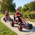 Go Kart for Kids 4 Wheels Pedal with Adjustable Seat and Multi-Terrain Wheels-Red