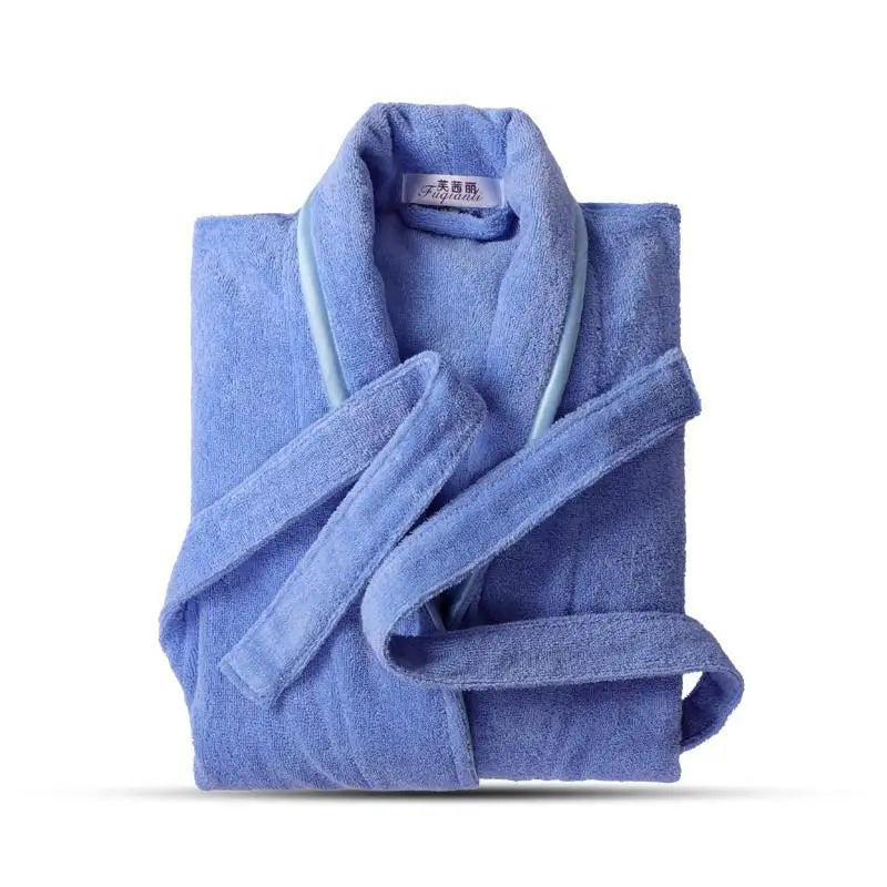 Folded blue robe on a white background