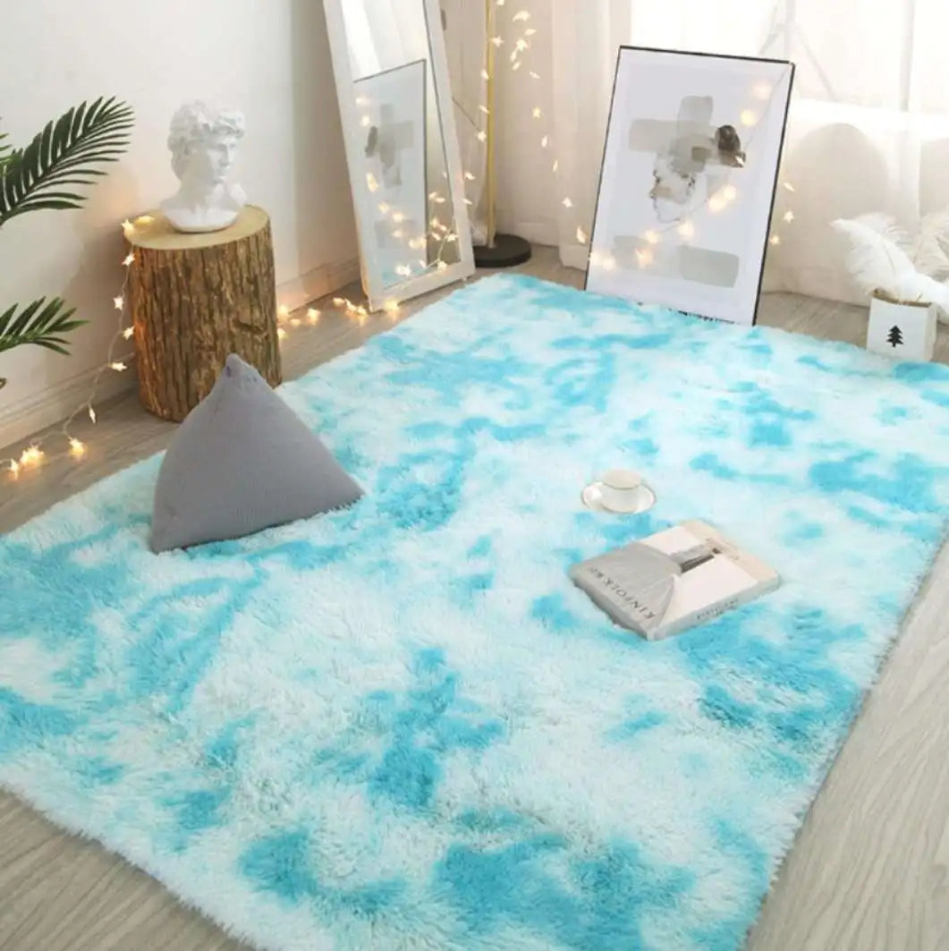 Plush Polyester Carpet. Soft, Non-Slip Rectangle Rug for Living Room & Bedroom