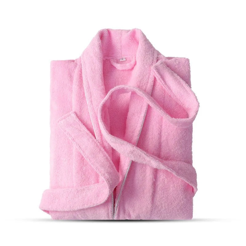 100% Cotton Terry Bathrobe | Unisex Thick Towel Robe