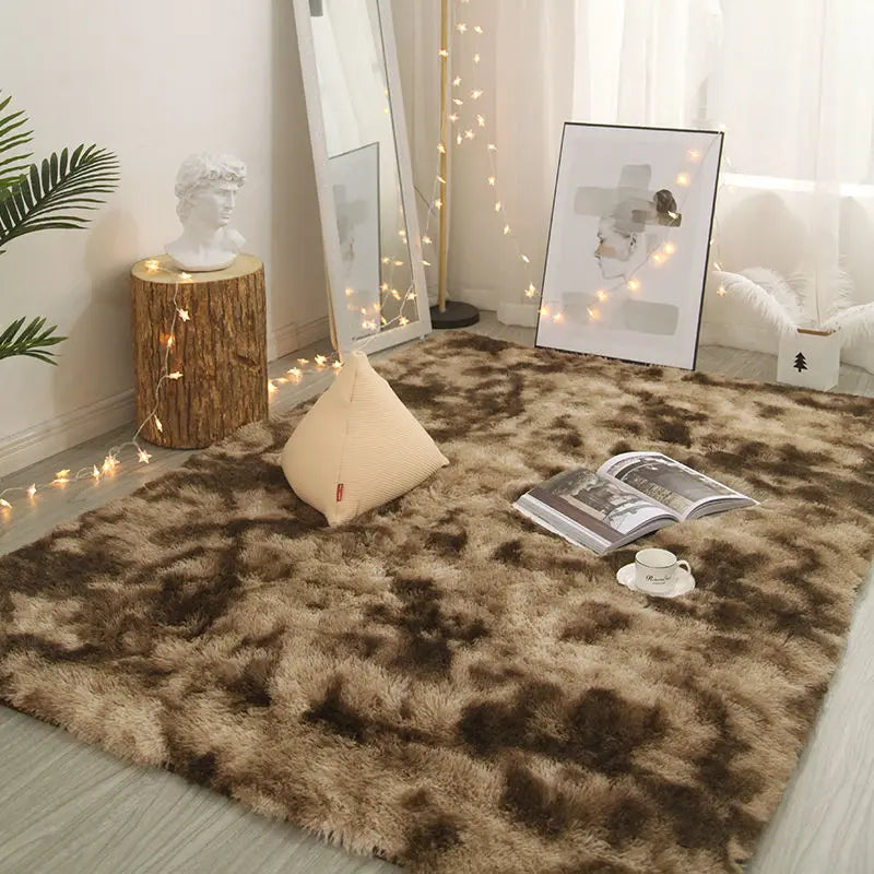 Plush Polyester Carpet. Soft, Non-Slip Rectangle Rug for Living Room & Bedroom