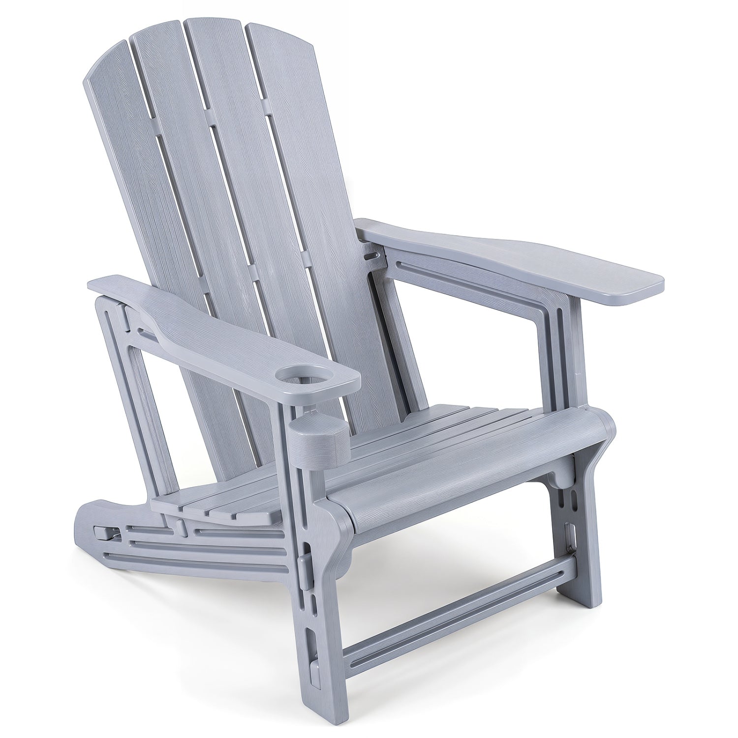 HDPE Adirondack Chairs with Realistic Wood Grain for Backyard Lawn-Gray