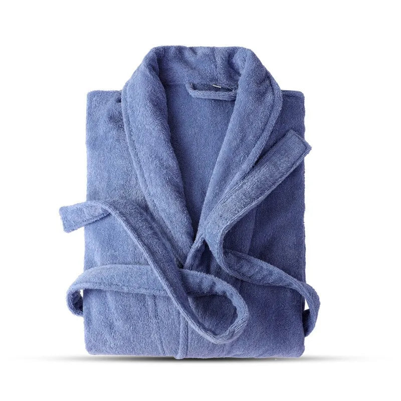 Folded blue robe on a white background