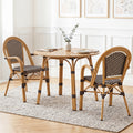 Hand-Woven PE Wicker Outdoor French Bistro Chairs Set of 2-Brown