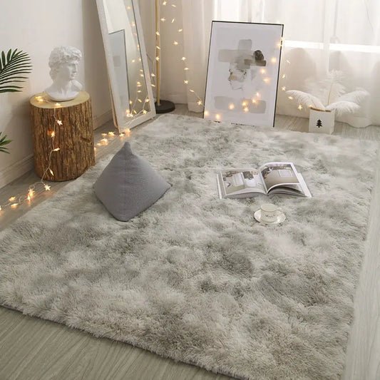 Plush Polyester Carpet. Soft, Non-Slip Rectangle Rug for Living Room & Bedroom