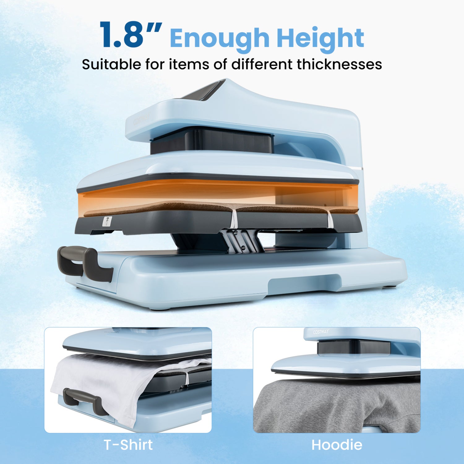 Heat Press Machine with Auto Release for T Shirts-Blue