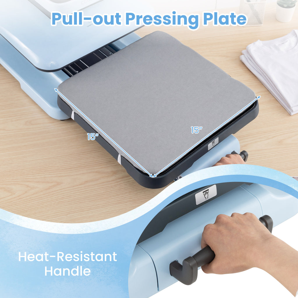 Heat Press Machine with Auto Release for T Shirts-Blue