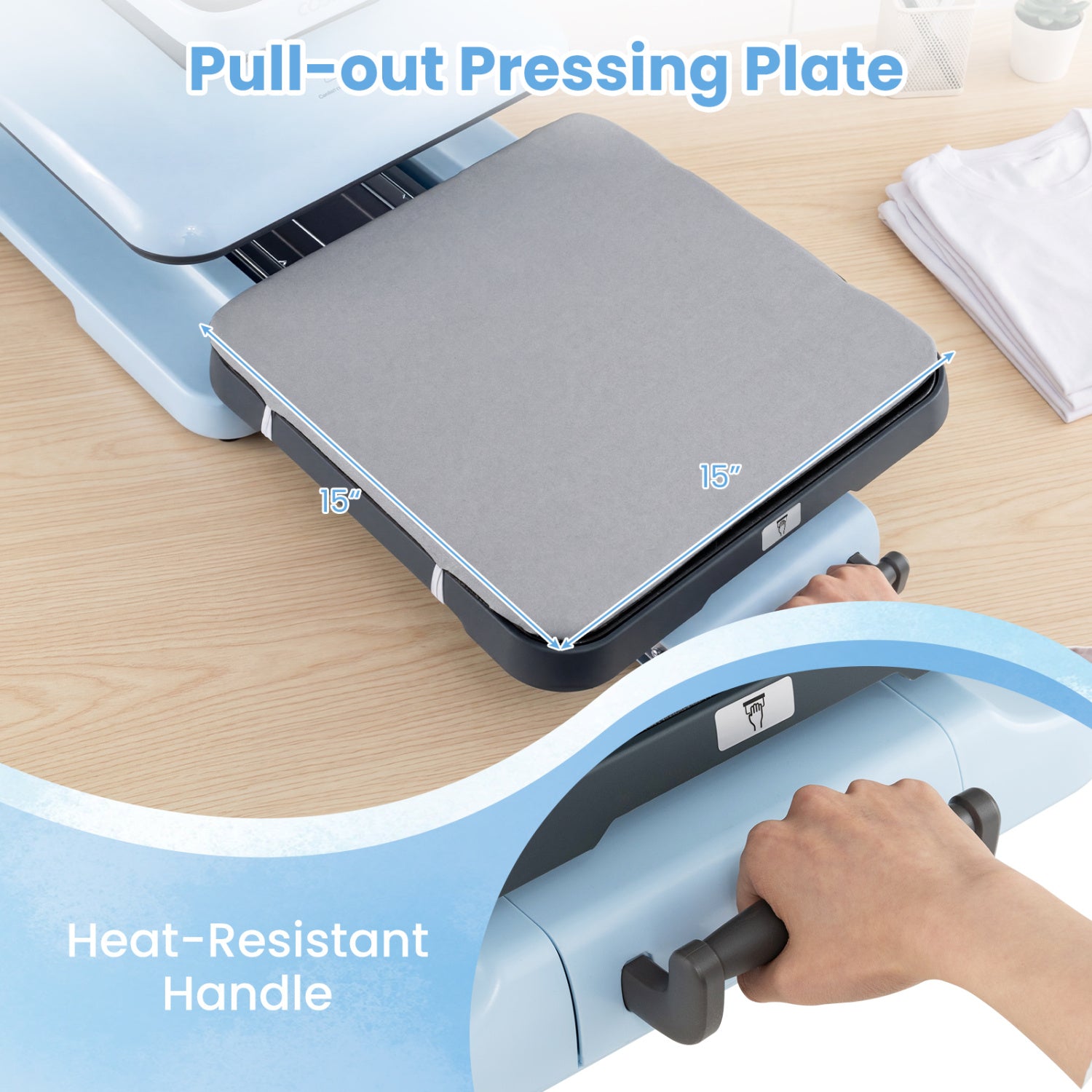 Heat Press Machine with Auto Release for T Shirts-Blue