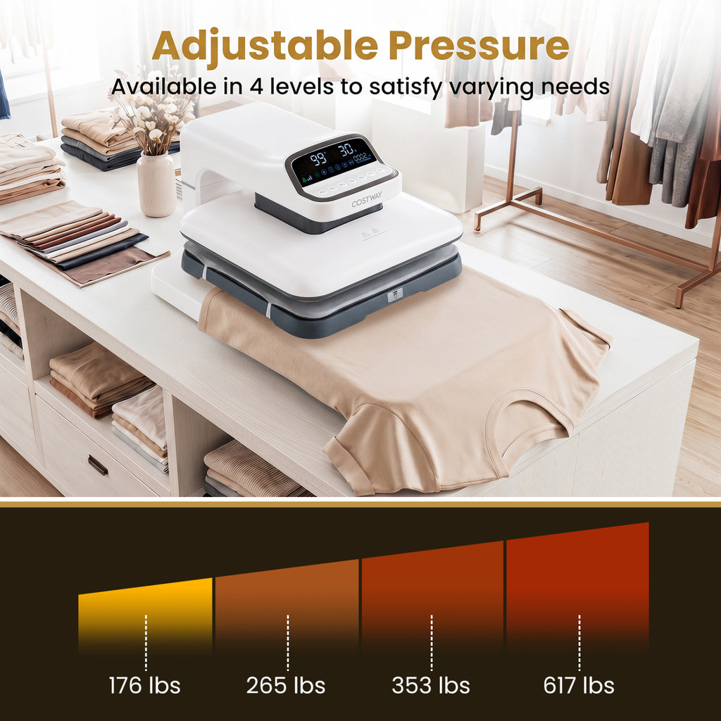 Heat Press Machine with Auto Release for T Shirts-White