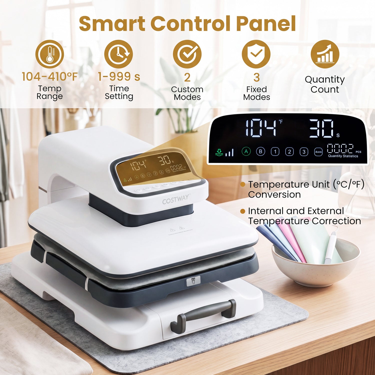 Heat Press Machine with Auto Release for T Shirts-White