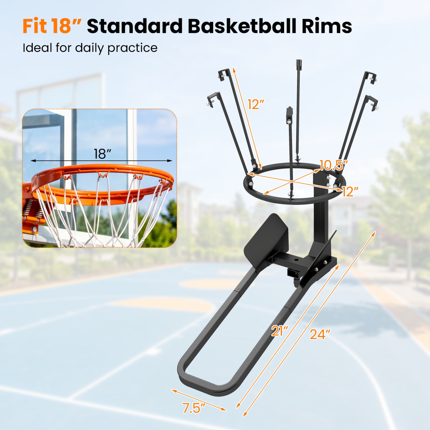 Heavy-Duty Basketball Return Attachment with 6 Sturdy Hooks
