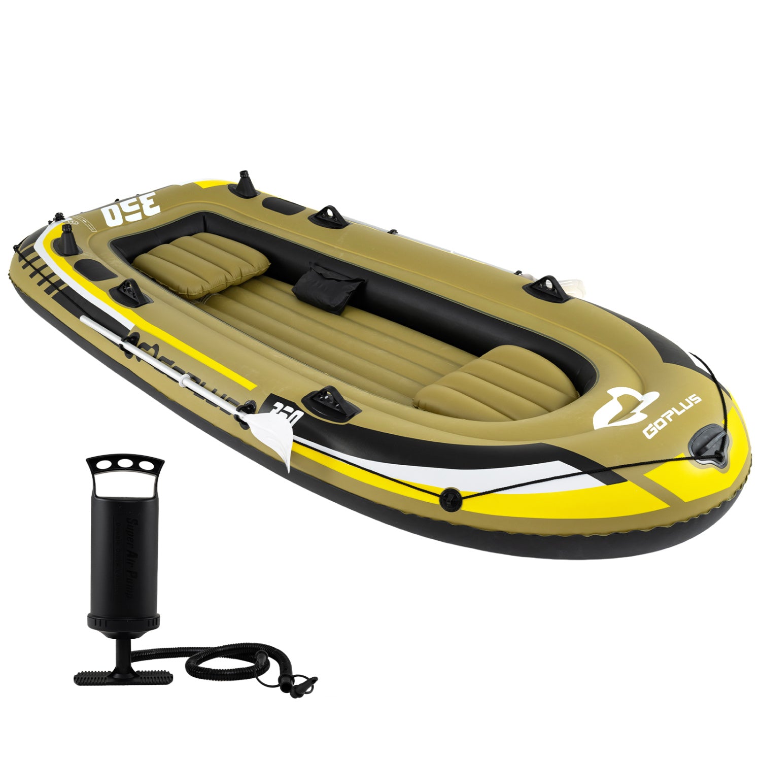 Heavy-Duty Inflatable Boat 4-Person Fishing Raft Set-Green