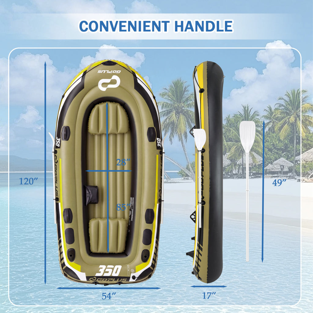 Heavy-Duty Inflatable Boat 4-Person Fishing Raft Set-Green
