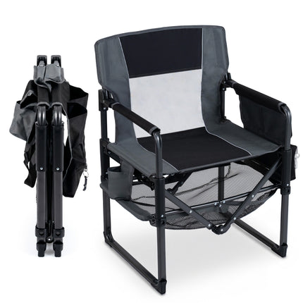 Heavy Duty Outdoor Camping Chair with Cup Holder and Bottle Opener-Black