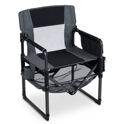 Heavy Duty Outdoor Camping Chair with Cup Holder and Bottle Opener-Black