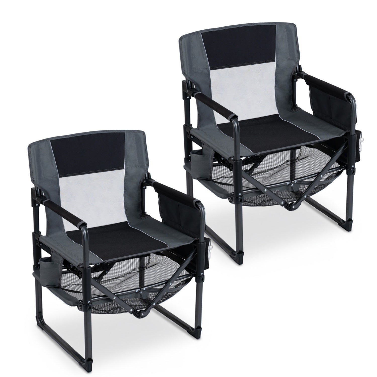 Heavy Duty Outdoor Camping Chair with Cup Holder and Bottle Opener-Black