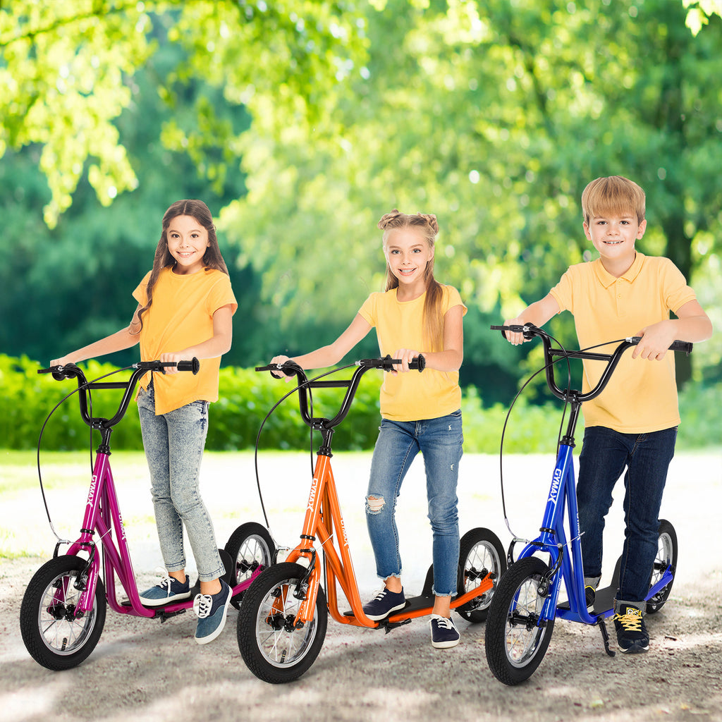 Height Adjustable Kid Kick Scooter with 12 Inch Air Filled Wheel-Orange