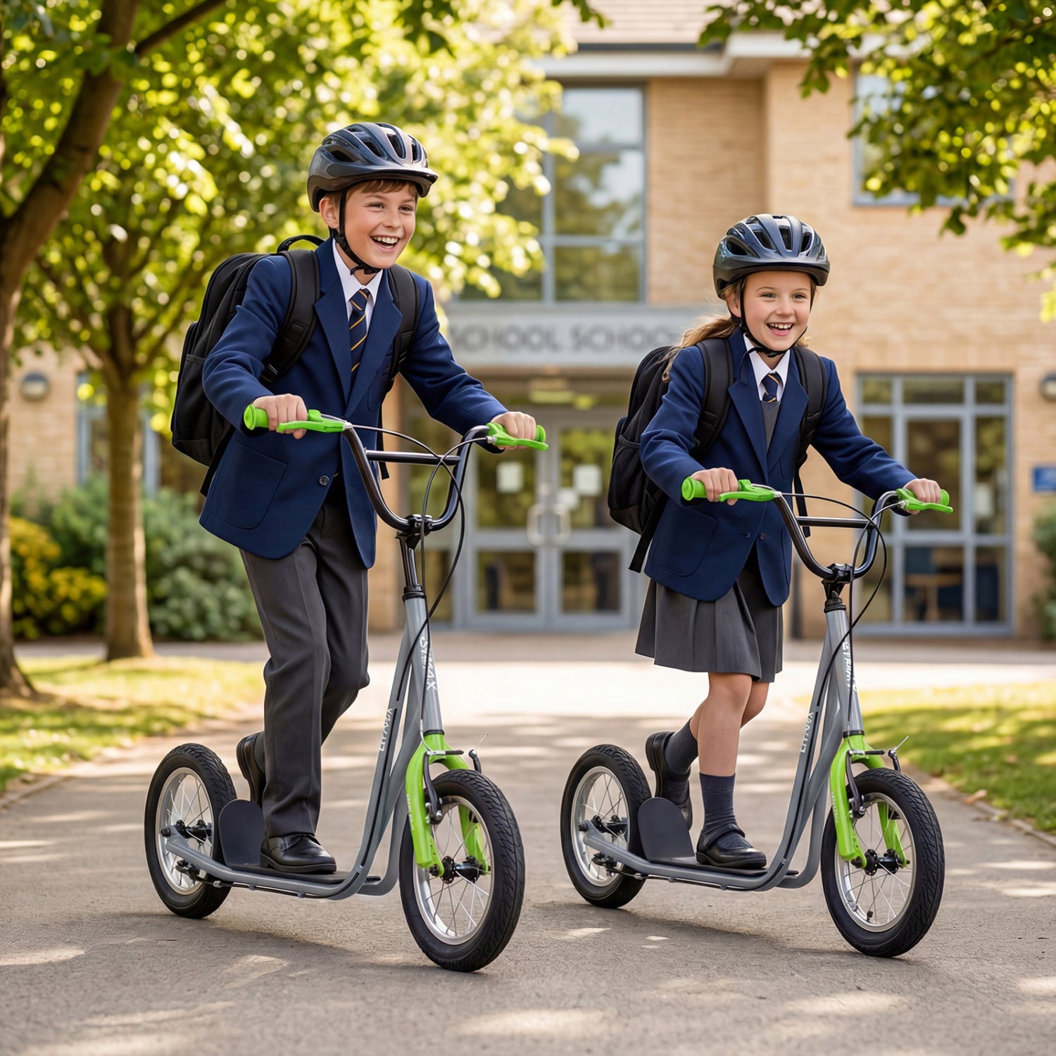 Height Adjustable Kid Kick Scooter with 12 Inch Air Filled Wheel-Grey