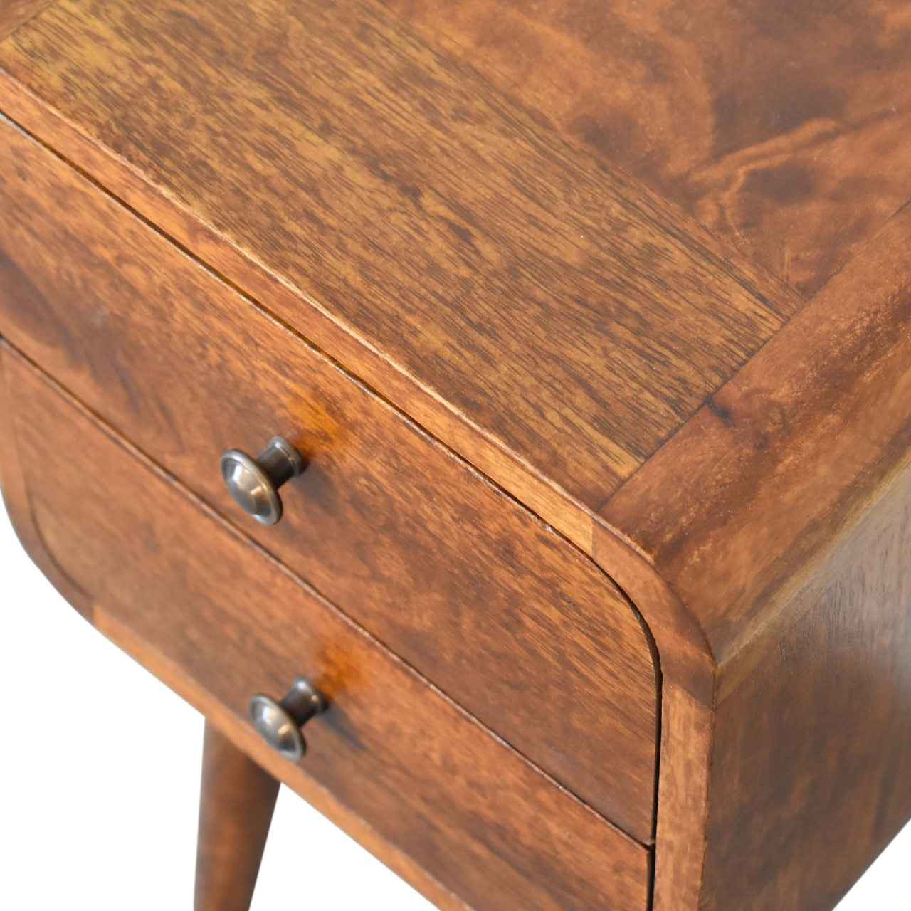 Mini Chestnut Curved Nightstand