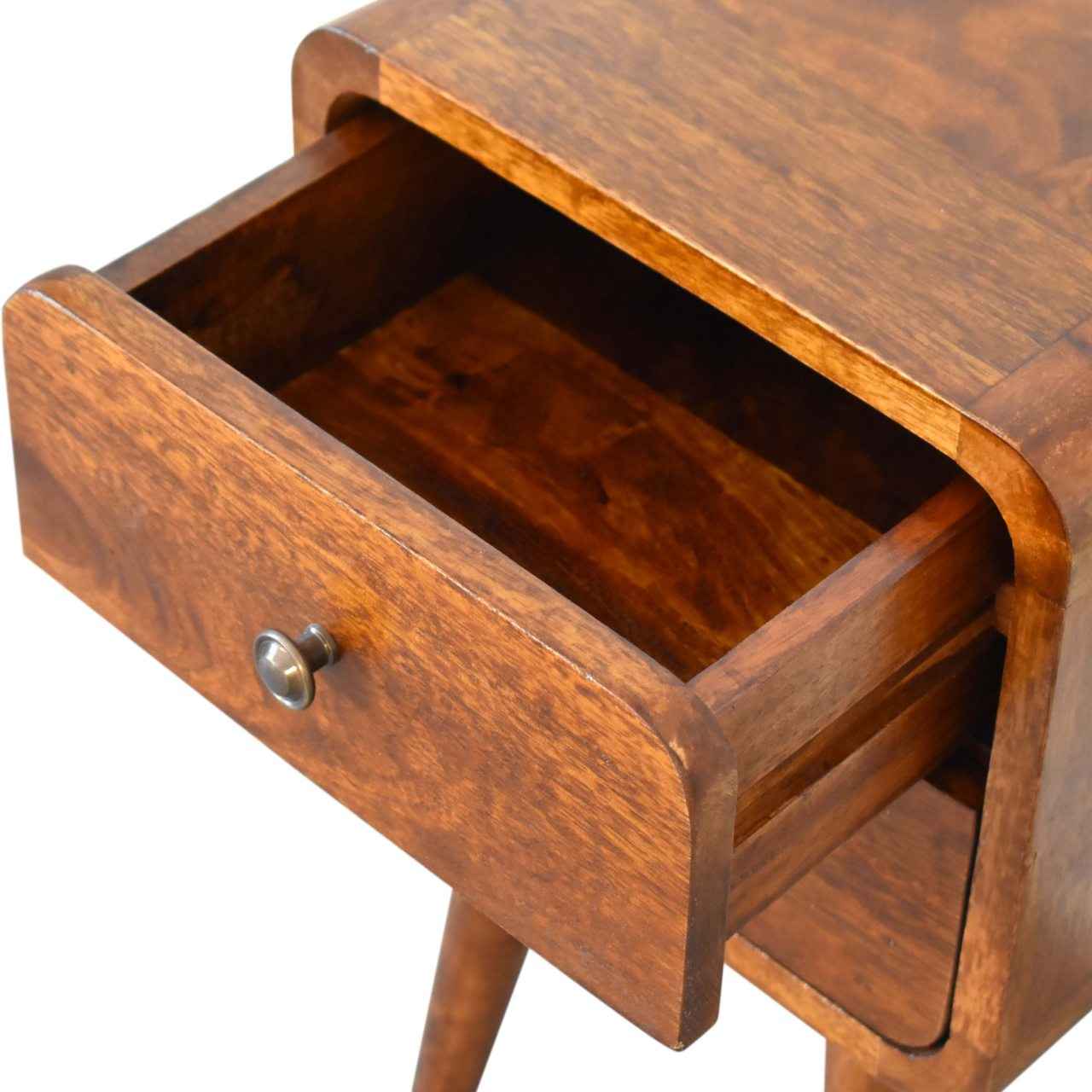 Mini Chestnut Curved Nightstand