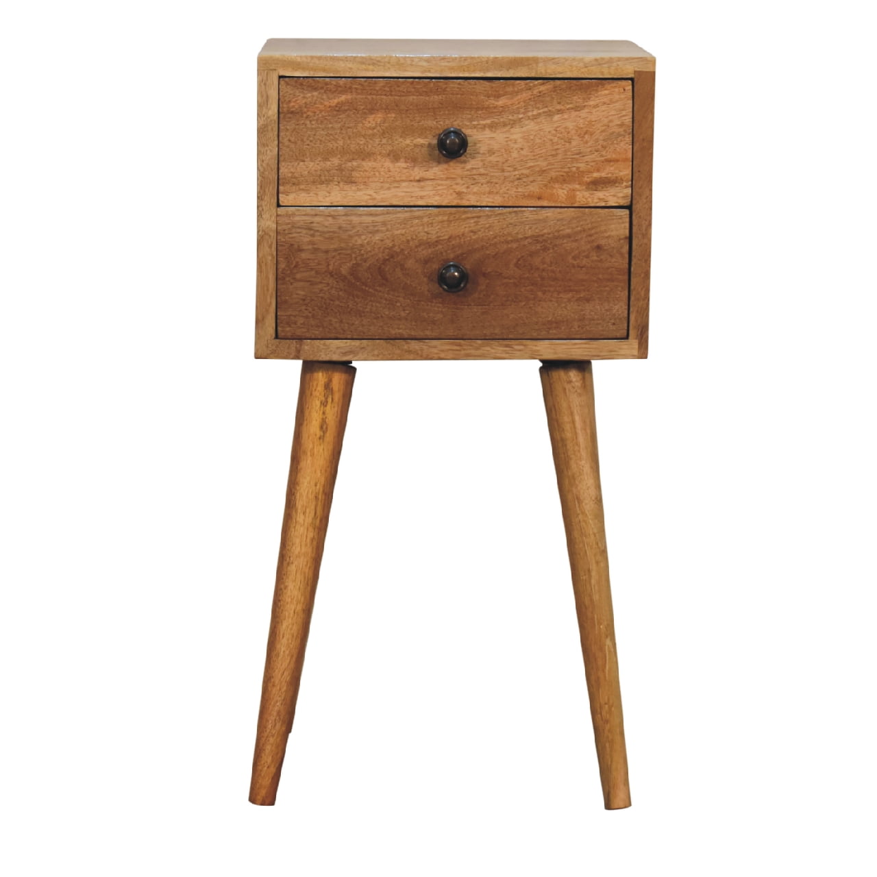 Mini 2 Drawer Oak-ish Nightstand - Oasis Home Essentials