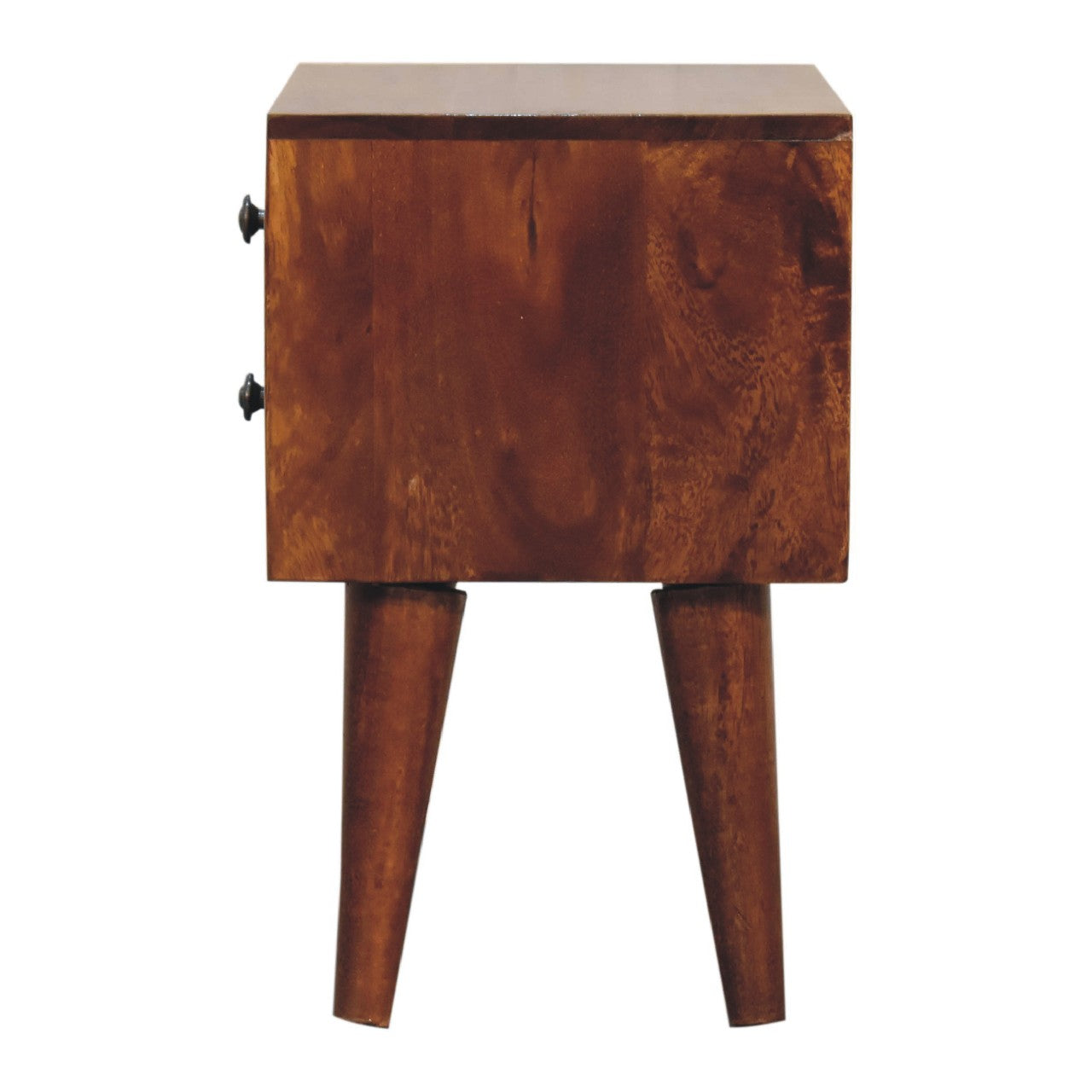 Mini Chestnut Modern Nightstand side view