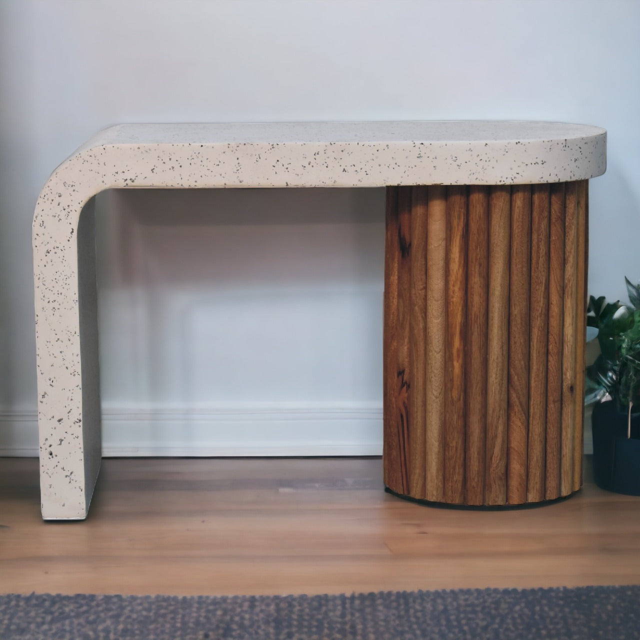Serenity Terrazzo Coffee Table with handcrafted stone surface and minimalist base