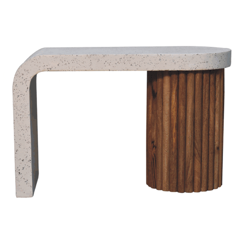 Serenity Terrazzo Coffee Table with handcrafted stone surface and minimalist base-GIF