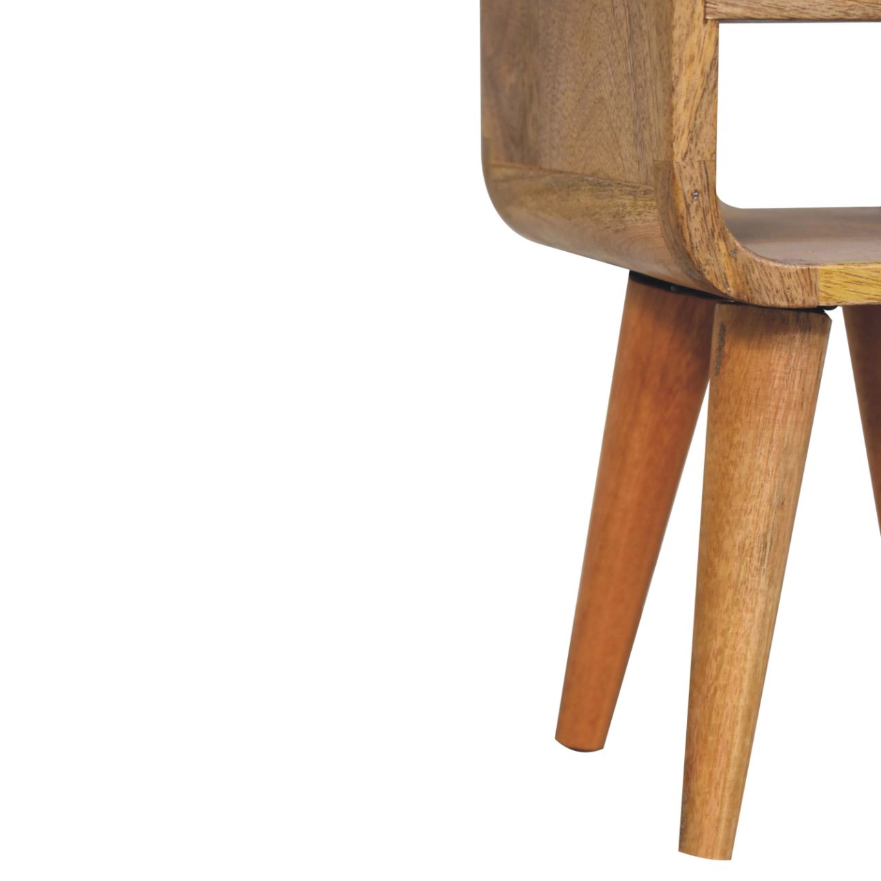 Extra Mini Oak-ish Curve Lower Bedside – modern small bedside table-leg view