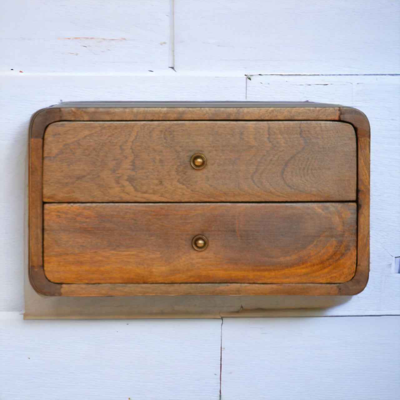 Floating Curved Chestnut Nightstand