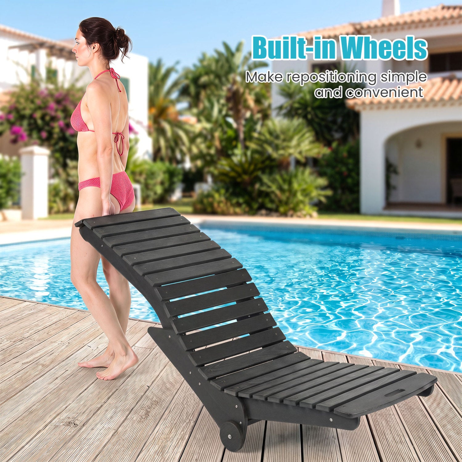 In-Pool Lounge Chair with Weighted Anti-Floating Design 450 LBS for Baja Shelf-Dark Gray