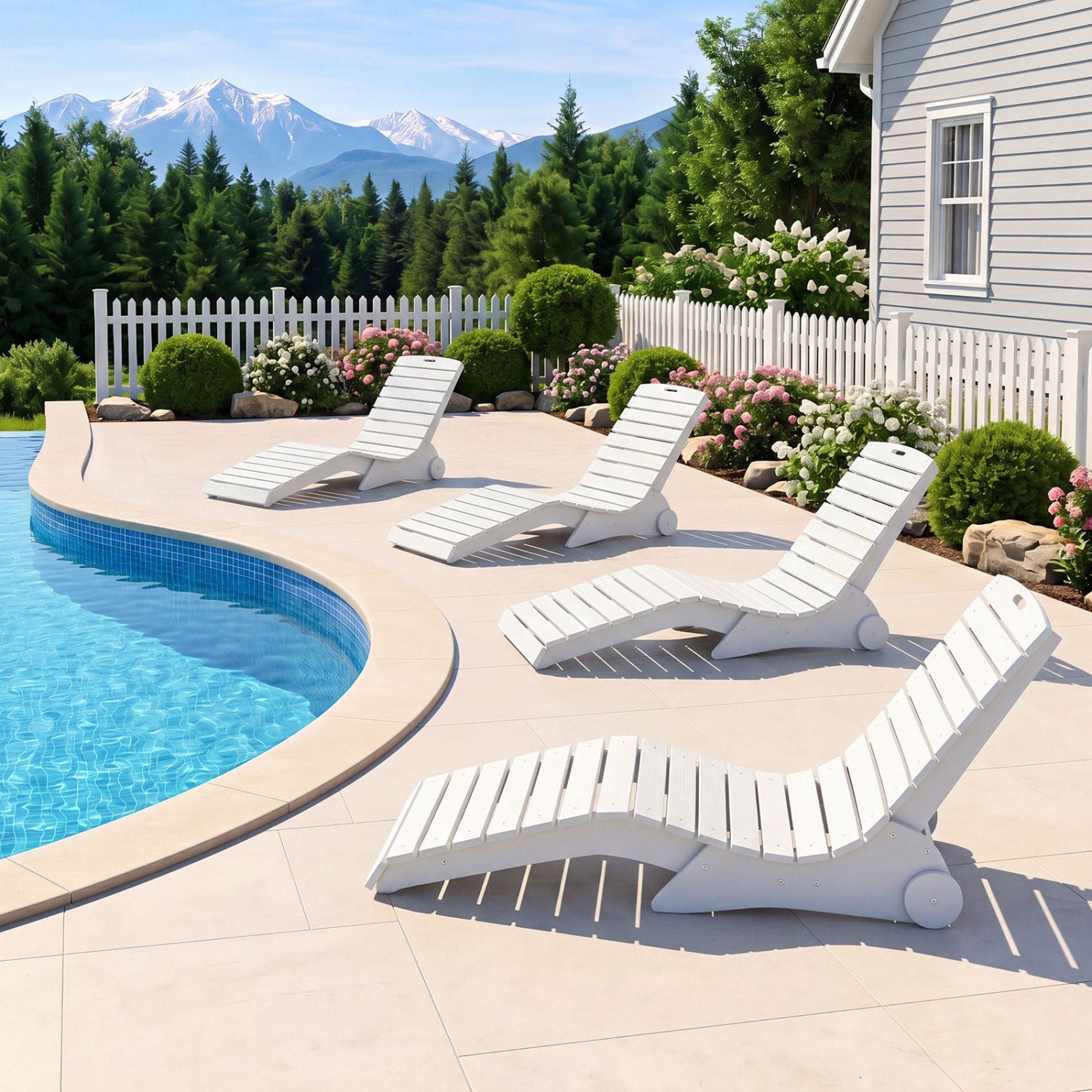 In-Pool Lounge Chair with Weighted Anti-Floating Design 450 LBS for Baja Shelf-White