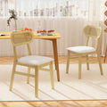 Indoor Mid Century Wood Dining Chairs Set of 2  for Dining Room-White