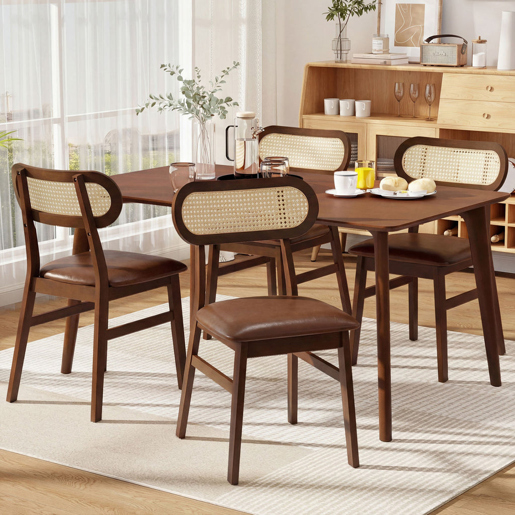 Indoor Mid Century Wood Dining Chairs Set of 2  for Dining Room-Coffee