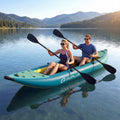 Inflatable 2-person Kayak Set with Aluminium Oars and Repair Kit-Green