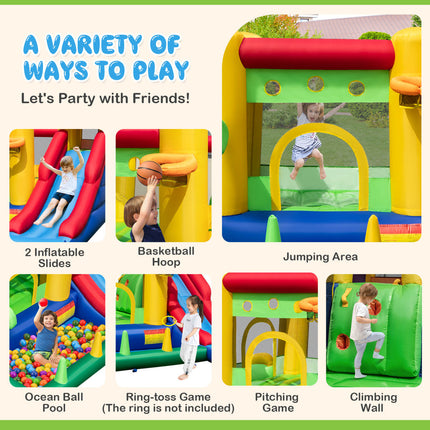 Inflatable Bounce Castle with Double Slides and 735W Blower