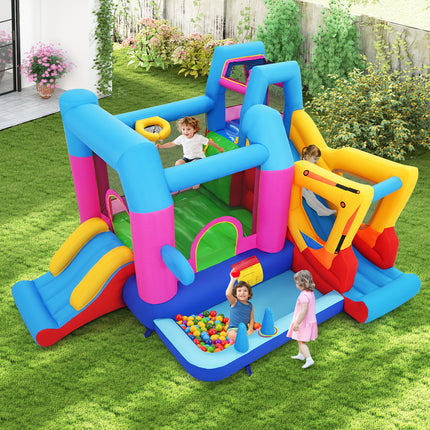 Inflatable Bounce House 8-in-1 Excavator Themed Kids Bouncer with 780W Blower