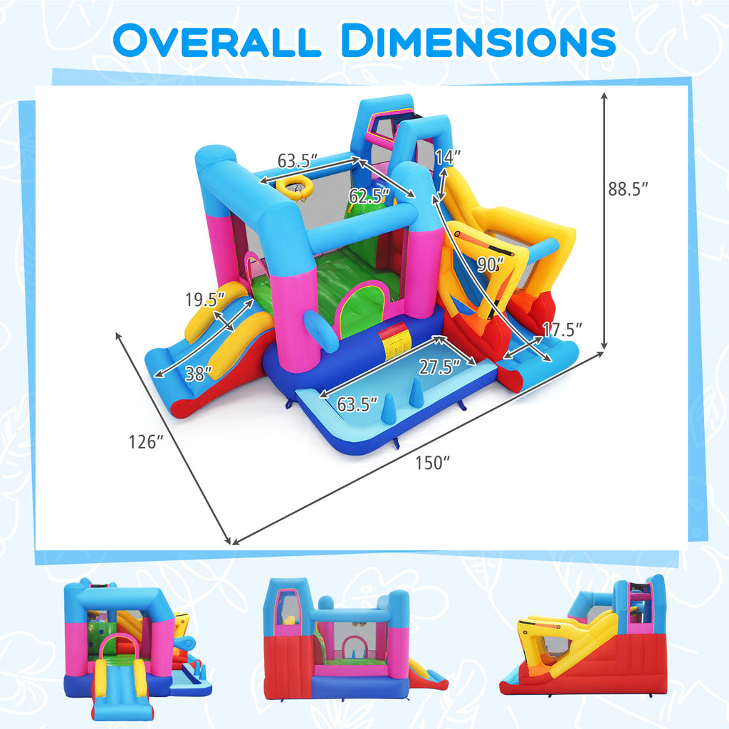Château gonflable 8-en-1 sur le thème de l'excavatrice pour enfants