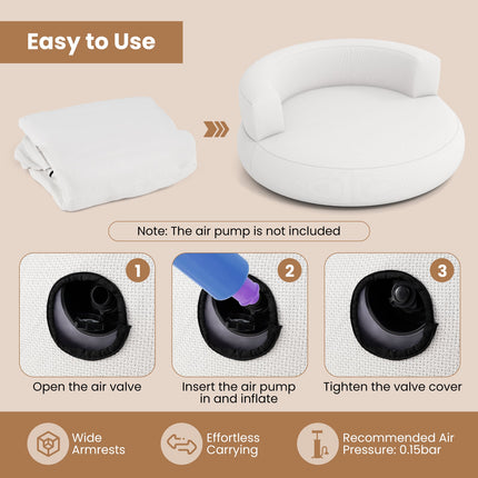 Inflatable Lounger Air Sofa with Detachable Cover-White