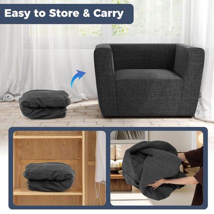 Inflatable Sofa with Detachable Cover and Wide Armrests-Gray
