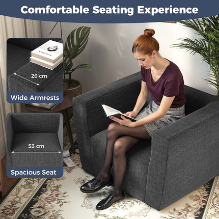 Inflatable Sofa with Detachable Cover and Wide Armrests-Gray