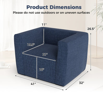 Inflatable Sofa with Detachable Cover and Wide Armrests-Blue