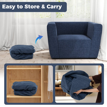 Inflatable Sofa with Detachable Cover and Wide Armrests-Blue