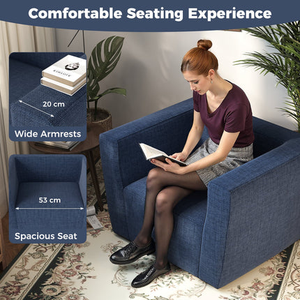 Inflatable Sofa with Detachable Cover and Wide Armrests-Blue