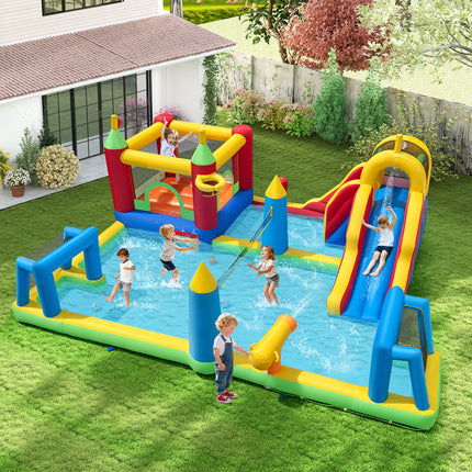 Inflatable Water Slide Bounce House 9-in-1 Jumping Castle with 735W Blower