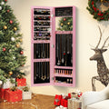 Jewelry Cabinet Wall or Door Mounted Jewelry Armoire Modern Hanging Jewelry Organizer-Pink
