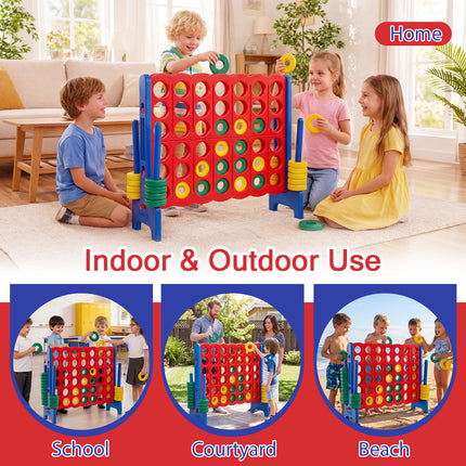 Jumbo 4-to-Score Game Set for Kids and Adults 3.5FT Tall by 4FT Wide Oversized Family Fun Game-Blue