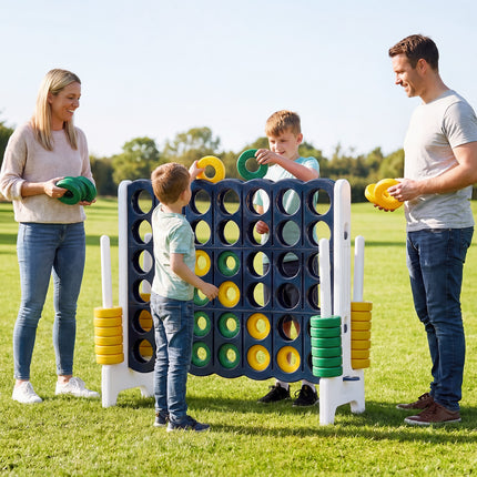 Jumbo 4-to-Score Game Set for Kids and Adults 3.5FT Tall by 4FT Wide Oversized Family Fun Game-Black